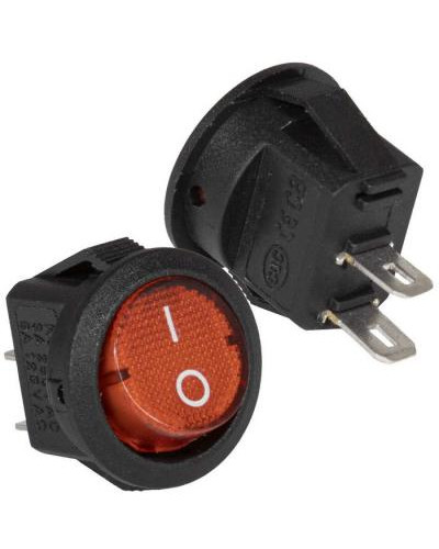 Клавишный переключатель RUICHI KCD5-101-6-C3-R/2P, ON-OFF, 2 контакта, красный