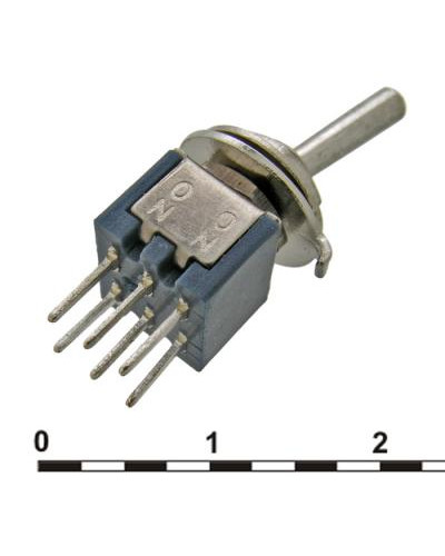 Микротумблер RUICHI SMTS-202-A2, ON-ON, DPDT, 3 А, 250 В, 50 мОм, установочное отверстие 5 мм, 6 контактов