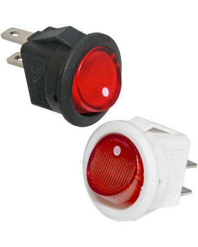 Клавишный переключатель круглый RUICHI SMRS-101-2, ON-OFF, SPST, красный, без подсветки