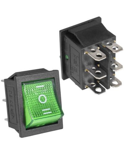 Клавишный переключатель RUICHI KCD4-203N-C6-G/6P, ON-OFF-ON