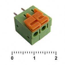 Клеммник нажимной на плату прямой RUICHI XY122V-2, 2 контакта с шагом 5,08 мм, 10 А, 300 В, 24-14 AWG, 1,5 мм?, PA66