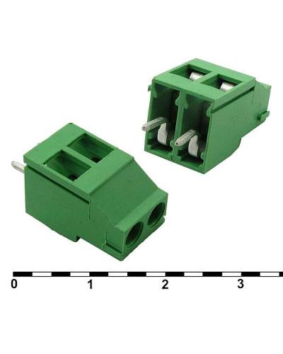 Винтовой клеммный блок RUICHI DG129-5.0-2 на 2 клеммы M3, шаг 5 мм, угловой 45°, 20 А, 26-12 AWG