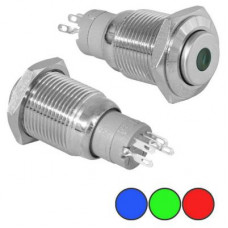 Кнопка антивандальная с подсветкой RUICHI LAS2-GQH-11D/R on-(on), М16, IP40, никелированная латунь