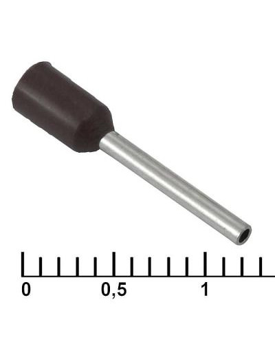 Наконечник на кабель втулочный (трубчатый) изолированный RUICHI DN00510, 20 AWG, 0,5 мм2, длина 14 мм, контакт луженая медь, изолятор винил/нейлон, цвет черный