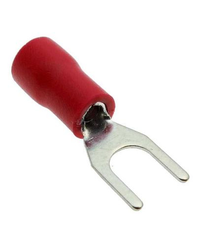 Наконечник кабельный вилочный изолированный RUICHI SVS1.25-4, 19 А, 22-16 AWG, красный, латунь луженая