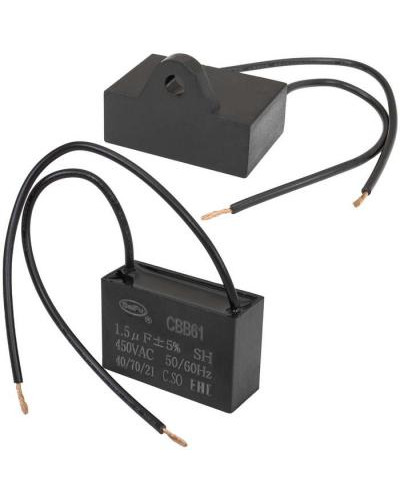 CBB61 1.5 uF 450V SAIFU пусковой конденсатор, 1.5 мкФ, 450 В, провод