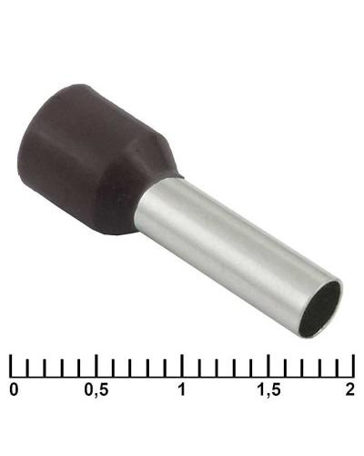 Наконечник на кабель RUICHI DN06012, длина 22 мм, 10 AWG, 6 мм2, 3.5x12 мм, контакт лужёная медь, изолятор винил/нейлон, чёрный