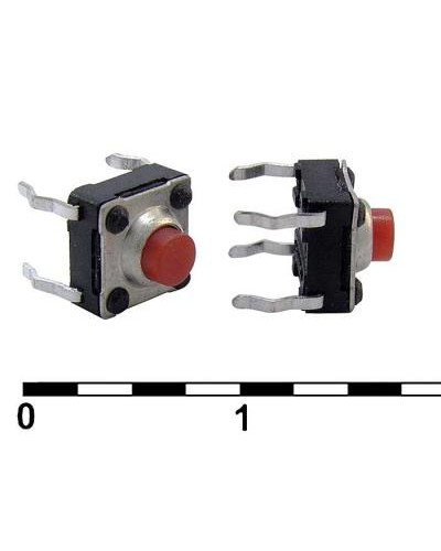 Тактовая кнопка пылевлагозащищенная RUICHI WS6250-100AR, 6.2х6.2х4.3 мм, OFF-ON (4Р), IP 67, 50 мА, 12 В, 50 мОм