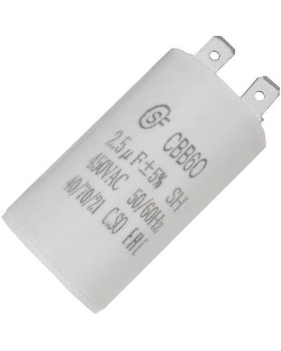 CBB60 2.5uF 450V SAIFU пусковой конденсатор 2.5 мкФ, 450 В, 2 клеммы