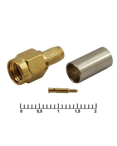 Разъём высокочастотный RUICHI SMA-C58P gold, обжимной