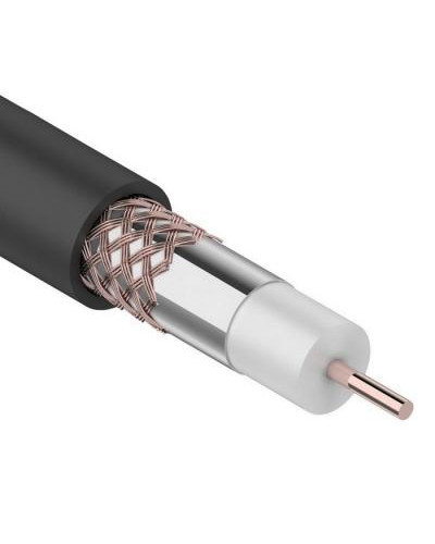 Кабель коаксиальный RG-6U RUICHI, Cu/Al/Cu, 64%, 75 Ом, бухта 100 м, чёрный, OUTDOOR, для наружных работ