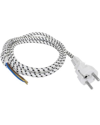 Шнур сетевой трехполюсный с прямой вилкой CEE7/7 неоконцованный RUICHI SCZ IEC 60320, 3х0.75 мм2, 16 А, 250 В, CU, длина 1.8 м, оболочка тканевая