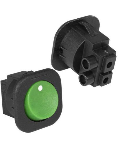 Клавишный переключатель RUICHI RS-101-7C,  ON-OFF, 2 контакта под винт, зеленый