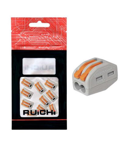 Клемма зажимная соединительная 2-контактная RUICHI 222-412, 24 А, 250 В, PA66, упаковка 10 шт.