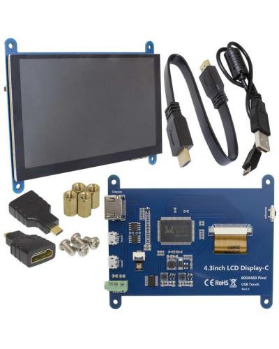 4.3-дюймовый HDMI-дисплей с емкостным сенсорным экраном RUICHI DSM-IPS-TOUCH- 4, разрешение 800x480, HDMI, IPS, поддержка различных устройств и систем