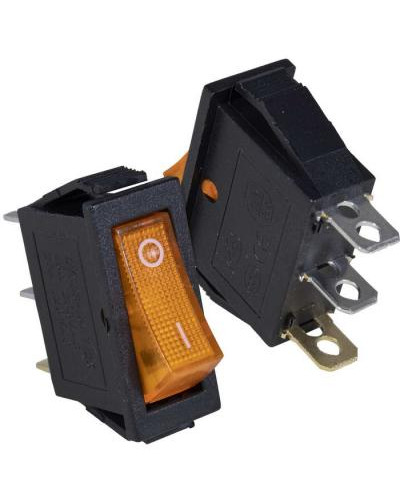 Клавишный переключатель RUICHI KCD3-101N-C3-Y/3P ,ON-OFF, 3 контакта, желтый