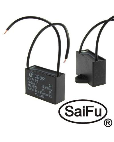 CBB61 2uF 450V SAIFU пусковой конденсатор, 2 мкФ, 450 В, провод