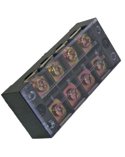 Клеммная колодка винтовая с крышкой RUICHI TB-4504, 8 контактов, М5, 45 А, 600 В, -40…+80 °С, корпус пластик модифицированный