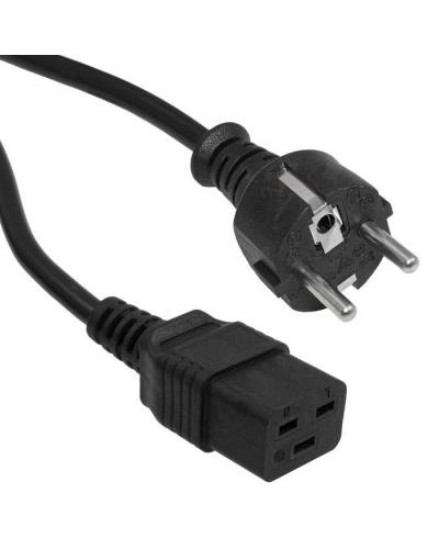 Шнур сетевой 3-х полюсный RUICHI SCZ, гнездо прямое IEC C19 - вилка прямая Schuko, 3 м, 3x1.5 мм2, 16 A