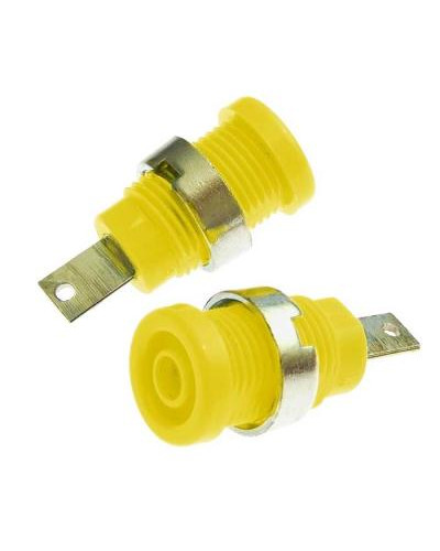 Гнездо RUICHI Z013 4 мм panel jack желтый, на панель под пайку