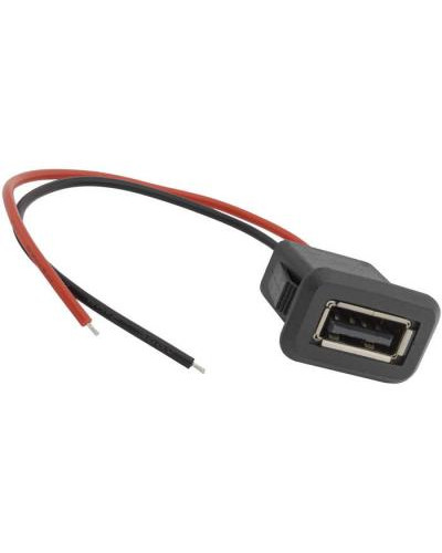 Разъём USB-2Pin RUICHI, длина кабеля 100 мм, 2 контакта, 5 А, 5 В, корпус пластиковый черный