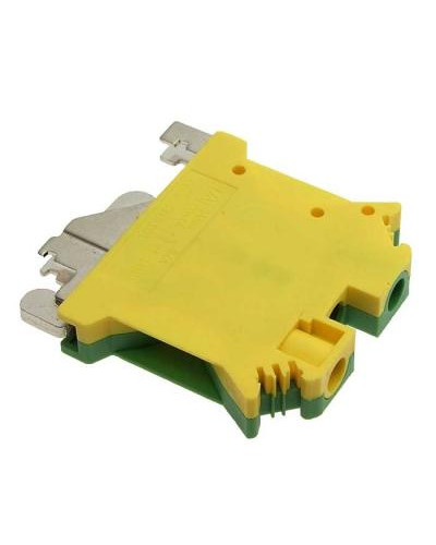 Клеммная колодка на DIN-рейку SANHE SHUKT6N, UL/IEC, 65 А, 2000 В, 24-10 AWG, PA66, корпус желто-зеленый