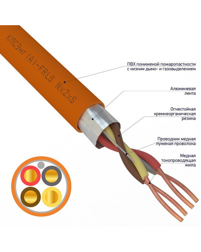 Кабель огнестойкий КПСЭнг(А)-FRLS 2x2x0,50мм², бухта 200м REXANT