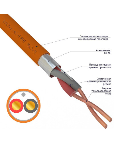 Кабель огнестойкий КПСЭнг(А)-FRHF 1x2x0,50мм², бухта 200м REXANT
