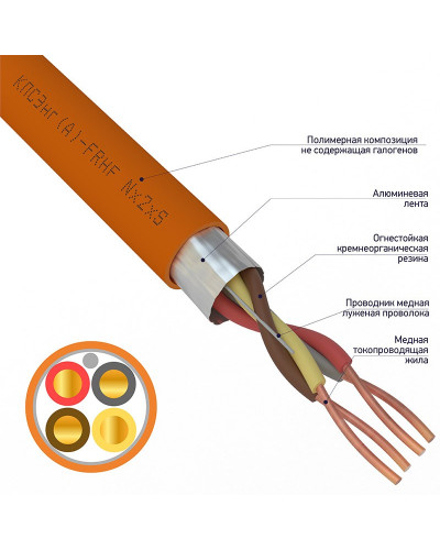 Кабель огнестойкий КПСЭнг(А)-FRHF 2x2x0,75мм², бухта 200м REXANT