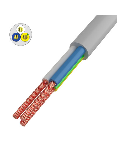 Провод соединительный ПВС 3x1,0 мм², белый, длина 5 метров, ГОСТ 7399-97  REXANT