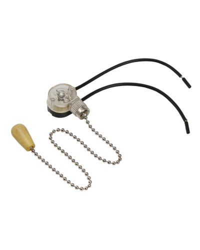 Выключатель для настенного светильника REXANT c проводом и деревянным наконечником, серебряный, 1 шт.