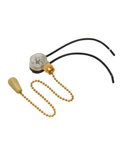 Выключатель для настенного светильника REXANT c проводом и деревянным наконечником, золотой, 1 шт.