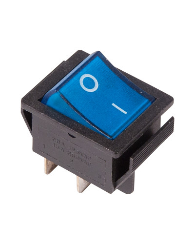 Выключатель клавишный 250V 16А (4с) ON-OFF синий  с подсветкой (RWB-502, SC-767, IRS-201-1)  REXANT (в упак. 1шт.)
