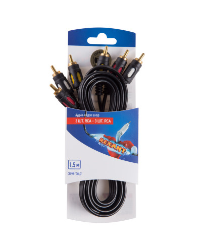 Шнур 3RCA - 3RCA, 1,5м, Gold REXANT