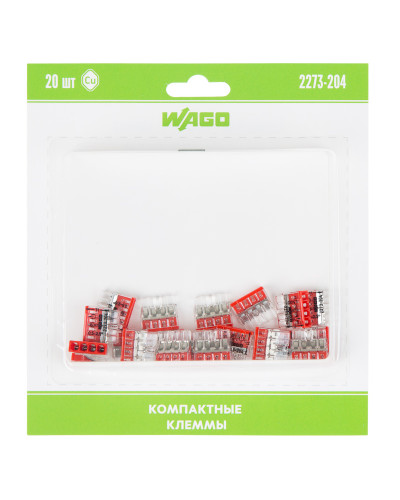 2273-204 Экcпресс-клемма, 4-проводная до 2,5 мм², (20 шт/уп)  WAGO