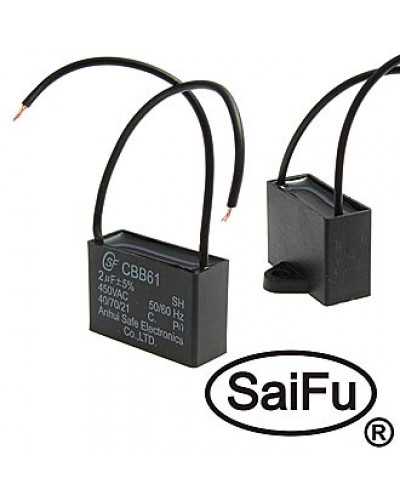 CBB61 2uF 450V SAIFU пусковой конденсатор, 2 мкФ, 450 В, провод