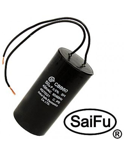 Пусковой конденсатор SAIFU CBB60, 50 мкФ, 450 В, с проводом