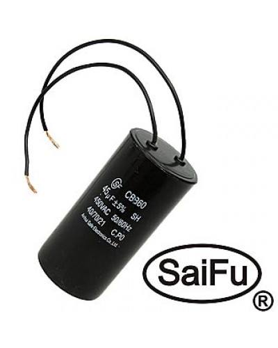 Пусковой конденсатор SAIFU CBB60, 45 мкФ, 450 В, с проводом