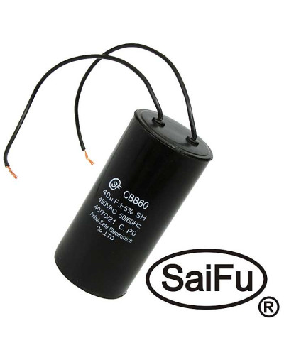 Пусковой конденсатор SAIFU CBB60, 40 мкФ, 450 В, с проводом