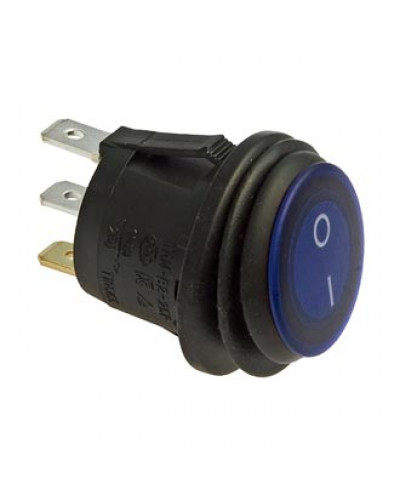 Клавишный переключатель RUICHI SB040-12V, IP65, ON-OFF, диаметр 20.2 мм, синий