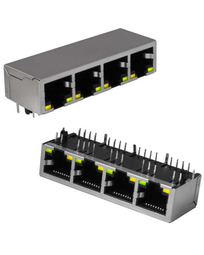 Блок сетевых розеток RJ 10P8C FTP RUICHI c LED индекацией, 4 гнезда