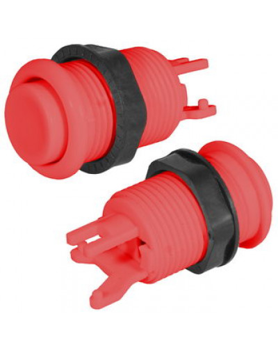 Кнопка GMSI RUICHI RC-1008-64-R, 28 мм, 12 А, 20 мОм, круглая, цвет красный, с резьбой и черным прижимным кольцом