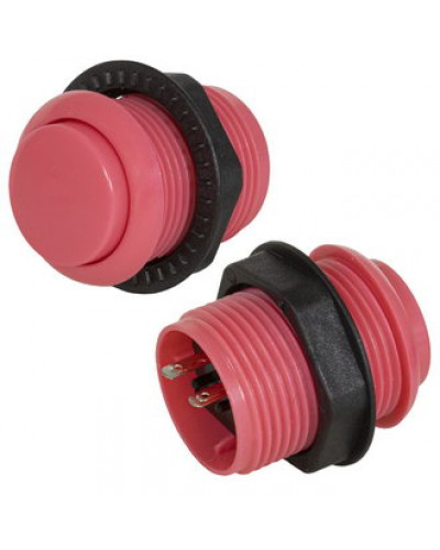 Кнопка GMSI RUICHI RC-1006-24-R, 21 мм, 12 А, 20 мОм, 12 В, круглая, цвет красный, с резьбой и черным прижимным кольцом