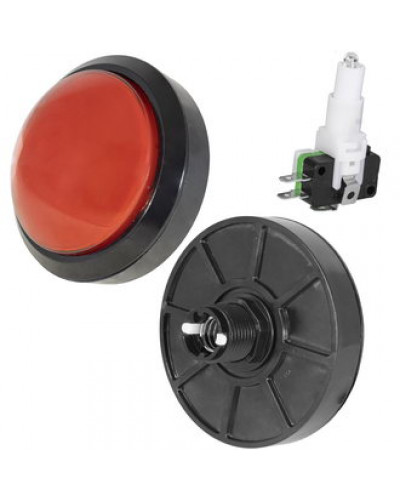 Кнопка GMSI RUICHI RC-1013-R, 28 мм, 3 А, 20 мОм, LED-подсветка, 12 В, круглая, корпус черный, толкатель красный