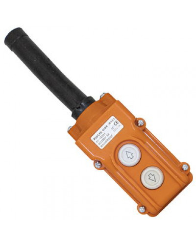 Пост 2-х кнопочный на кабель RUICHI GB8-B101, 50х70х140 мм, 250 В, 5 А, 50 мОм, -25…+55 °С, пластик, крышка ABS, оранжевый