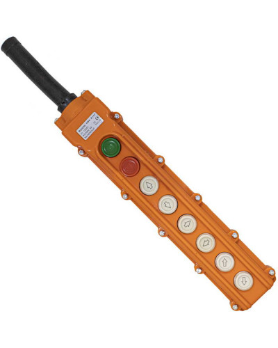 Пост 8-ми кнопочный на кабель RUICHI GB8-B107, 50х70х320 мм, 250 В, 5 А, 50 мОм, -25…+70 °С, пластик, крышка ABS, оранжевый
