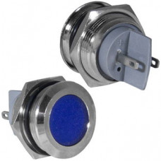 Индикатор антивандальный RUICHI GQ19PF-B, цвет синий, точечный излучатель, 12-24 В, 15 мА, гибкие выводы, никелированная латунь