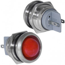 Индикатор антивандальный RUICHI GQ19PR-R, цвет красный, точечный излучатель, 12-24 В, 15 мА, гибкие выводы, никелированная латунь