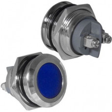 Индикатор антивандальный RUICHI GQ19SF-B, цвет синий, точечный излучатель, 12-24 В, 15 мА, гибкие выводы, никелированная латунь