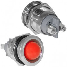 Индикатор антивандальный RUICHI GQ19SR-R, цвет красный, точечный излучатель, 12-24 В, 15 мА, гибкие выводы, никелированная латунь
